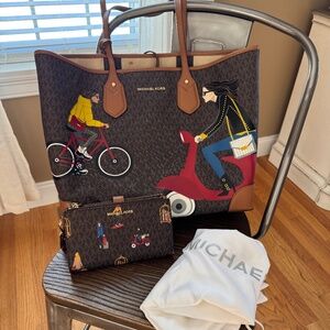 Michael Kors Eva Large Jet Set Girls Tote Bag~Matching Wallet~Beautiful